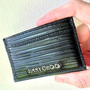 Jimmy Choo DEAN Embossed Patent Leather Card Case Black - Women’s/Men’s